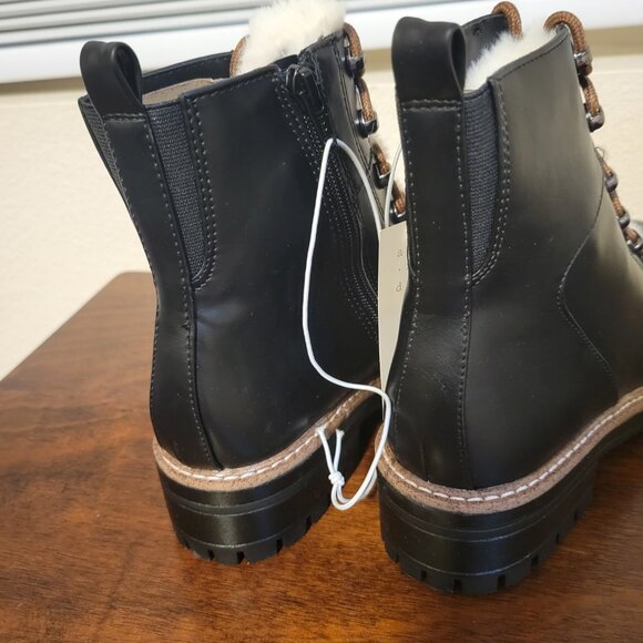 NWT a new day Black Lace-Up Boots with Brown Details Size 8 - Picture 5 of 9